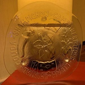 1970s Pukeberg Glasbruk Sweden Glass Cheese Board Plate Eva England Handmade Art